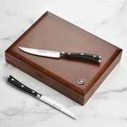Wusthof Classic Ikon 8-piece Steak Knife Set with Wood Case by Wüsthof – 8-piece, High Carbon Stainless Steel, Stainless Steel / Black, Pack of 8