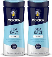Morton Fine Sea Salt Shaker, Non Iodized Salt Shaker, 17.6 oz (Pack of 2)