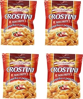 Panealba Non Fried Crostini Snack Paprika and Chili Pepper Taste - 100 gr / 3.53oz, pack of 4