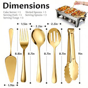 Kzovone Serving Utensils Set, 11 Piece Stainless Steel, Gold