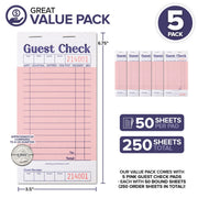 Pink Guest Check Books for Servers (5 Pack) Server Note Pads by Stock Your Home – 5 Pack, Paper, Pink, Pack of 5