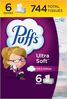 Puffs Facial Tissues Ultra Soft, 24 Family Rectangle Boxes, 124 Facial Tissues per Box, Allergies and Colds (Packaging May Vary)