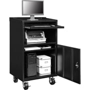Mobile Computer Cabinet by Global Industrial – 27 inches (W) x 49.25 inches (H) x 24 inches (D), Alloy Steel, Black, Model 694561BKA