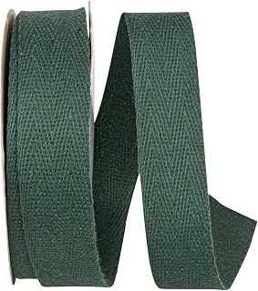 Reliant Ribbon 1970-925-05F, Twill Herringbone Cotton Ribbon, Size : 7/8 Inch X 10 Yards, Hunter