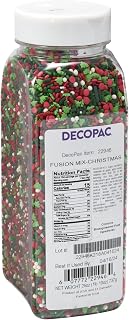 DecoPac Christmas Fusion Mix Candy Sprinkles, 26oz, Fancy Sprinkles in Handheld Container, Festive Edible Sprinkles For Holiday Celebration Cakes, Cupcakes, Cookies and Donuts