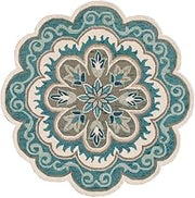 Furnifact Blue Indoor Round Area Rug, Bohemian Style, 6-Foot Diameter, Soft Polyester Material, Perfect for Living Room or Bedroom Decor