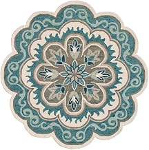 Furnifact Blue Indoor Round Area Rug, Bohemian Style, 6-Foot Diameter, Soft Polyester Material, Perfect for Living Room or Bedroom Decor