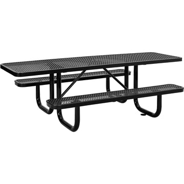 8'L Rectangular Picnic Table by Global Industrial – 96 inches x 60 inches x 30 inches, Steel, Black, Model 695289BK