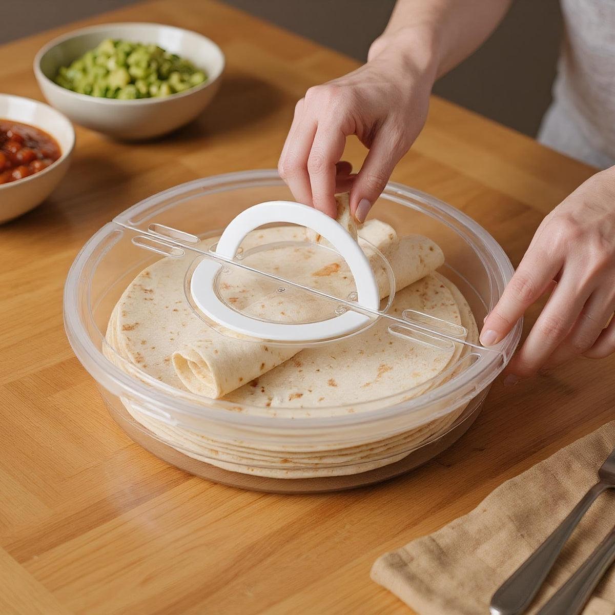 SwinDuck Pizza Storage Container, 12 Inch Round with Divider and Handles, Clear 2 Pack