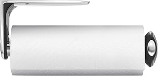 simplehuman Wall Mount Paper Towel Holder, Under-Cabinet or Wall Mounted Rack, Horizontal or Vertical Install, One-Handed Tear with Tension Spring, Quick-Release Knob, Brushed Stainless Steel