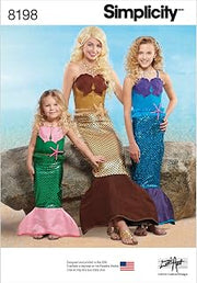 Simplicity 8198 Toddler's, Girl's and Women's Mermaid Costume Sewing Pattern, Sizes 2-4, 8-12, and 10-16