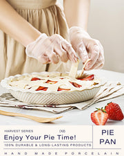 Getstar Ceramic Pie Pan Set, 9 Inch Deep Dish, Embossed Stripes and Dots