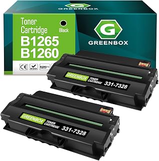 GREENBOX 1260 1265 Toner Cartridges for B1260dn B1265dfw Printer, 2 Black | 331-7328, Compatible for Dell B1260dn B1265dfw B1260 B1265dn B1265dnf Printers, 2,500 Pages, High Yield, 2 Pack