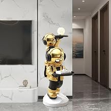 Modern Gold Astronaut Floor Sculpture | Spaceman Figurine Statue, Tray Top, Home Decoration
