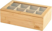 Fuller Brush Fuller Bamboo Tea Box Organizer with 8 Compartments – Natural Bamboo Tea Storage Case with Clear Acrylic Lid – Elegant Fuller Tea Caddy for Tea Bags, Coffee Pods, Spices & More – Home & Office