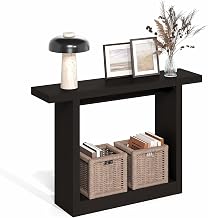 Furinno ARA Farmhouse Entryway Table, 47-Inch Wide Console Table, Dark Oak