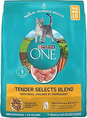 Purina ONE Tender Selects Dry Cat Food, Chicken, 22 lb Bag