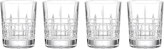 Reed & Barton Deklan Crystal Double Old-Fashioned Glasses, Set of 4 | barware cocktail | crystal | clear | double old fashioned whiskey glasses