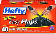 Hefty Flap Tie Large Trash Bags - 30 Gallon, 40 Count