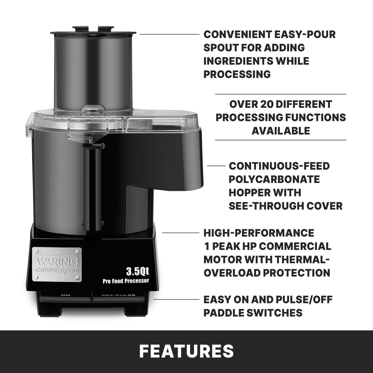 Waring WFP14SC / 3.5 Quart Food Processor Accessories / Black Food Processors