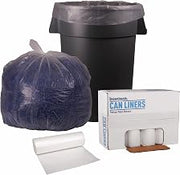 Boardwalk Recycled Low-Density Polyethylene Can Liners, 45 Gallon Garbage Bags, 1.4 mil, 40" x 46", Clear, 10 Bags/Roll, 10 Rolls/Carton