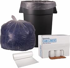 Boardwalk Recycled Low-Density Polyethylene Can Liners, 45 Gallon Garbage Bags, 1.4 mil, 40" x 46", Clear, 10 Bags/Roll, 10 Rolls/Carton