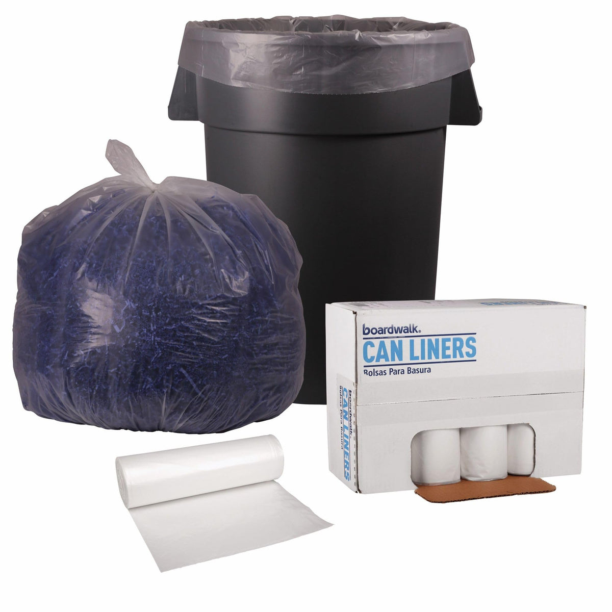 Recycled Low-Density Polyethylene Can Liners by Boardwalk – 1 Count (Pack of 100), 45.0 gallons, Plastic, Clear, Pack of 100