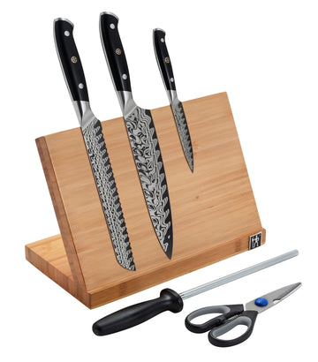 Compass Damascus 6-pc Magnetic Easel Damascus Knife Set by HENCKELS – 8", Steel, Natural, Model 1030972