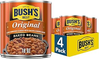 Bush's Best Original Baked Beans, 16 oz (Pack of 4) | Canned, Source of Plant Based Protein and Fiber, Low Fat, Gluten Free