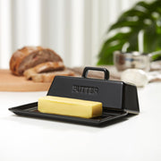 KooK Ceramic Butter Keeper with Cover, Regular Size, Black