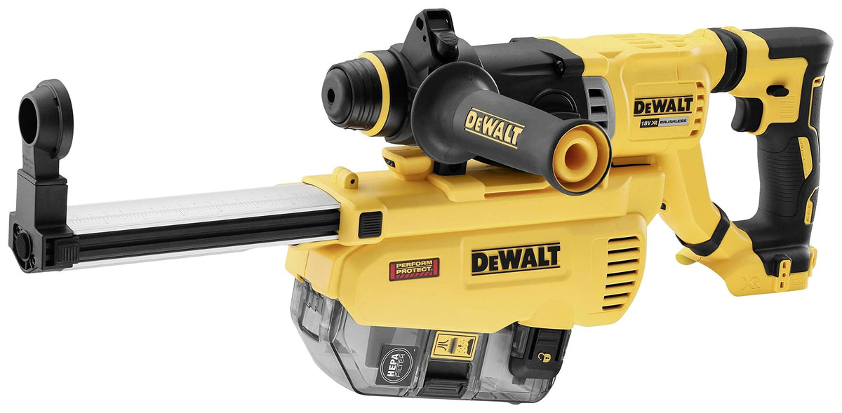 SDS Plus D-Handle Rotary Hammer Cordless Dust Extractor by DEWALT – Composite/Plastic body, Metal chuck and key components, Multicolor, Model DWH205DH-XJ