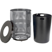Outdoor Perforated Steel Trash Can by Global Industrial – Steel, Gray, Model 261925GYD