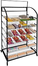 TONGMO Bakery Display Rack: Equipped with Wheels and Header Holder, 39.5" Wide Potato Chip Display Rack, 6 Shelves Snack Rack Display.(39.5", 6-Shelves, Black)