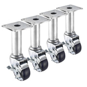 Krowne 28-117S Krowne Adjustable Height Plate Caster – 8-1/2" to 10-1/2" Height Adjustment, Swivel with Brake, 3" Diameter, 3-1/2" x 3-1/2", 220 lbs per Caster Load Capacity, Grease Resistant