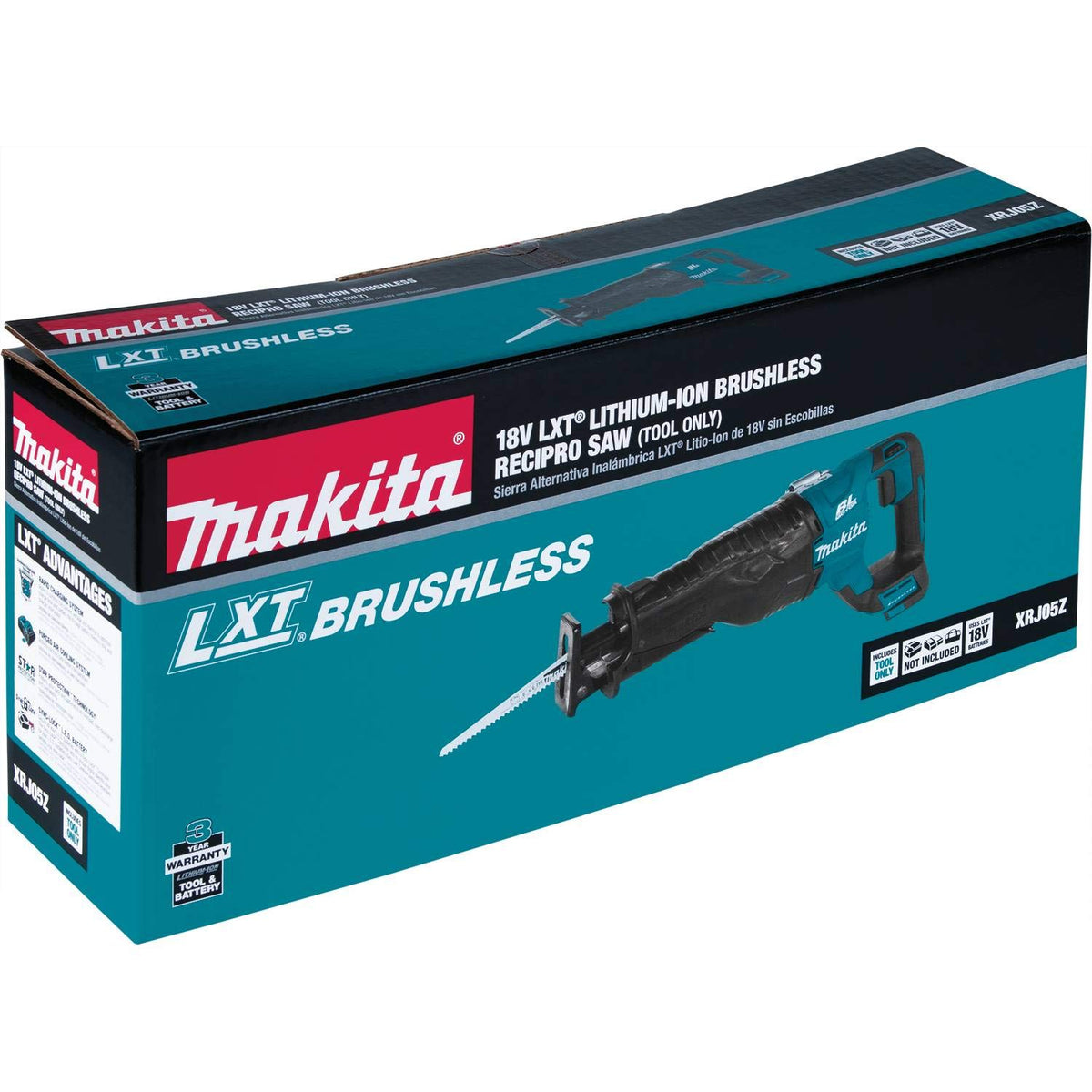 18V LXT Lithium-Ion Brushless Cordless Recipro Saw by Makita – No Size, Plastic, Multicolor, Model XRJ05Z