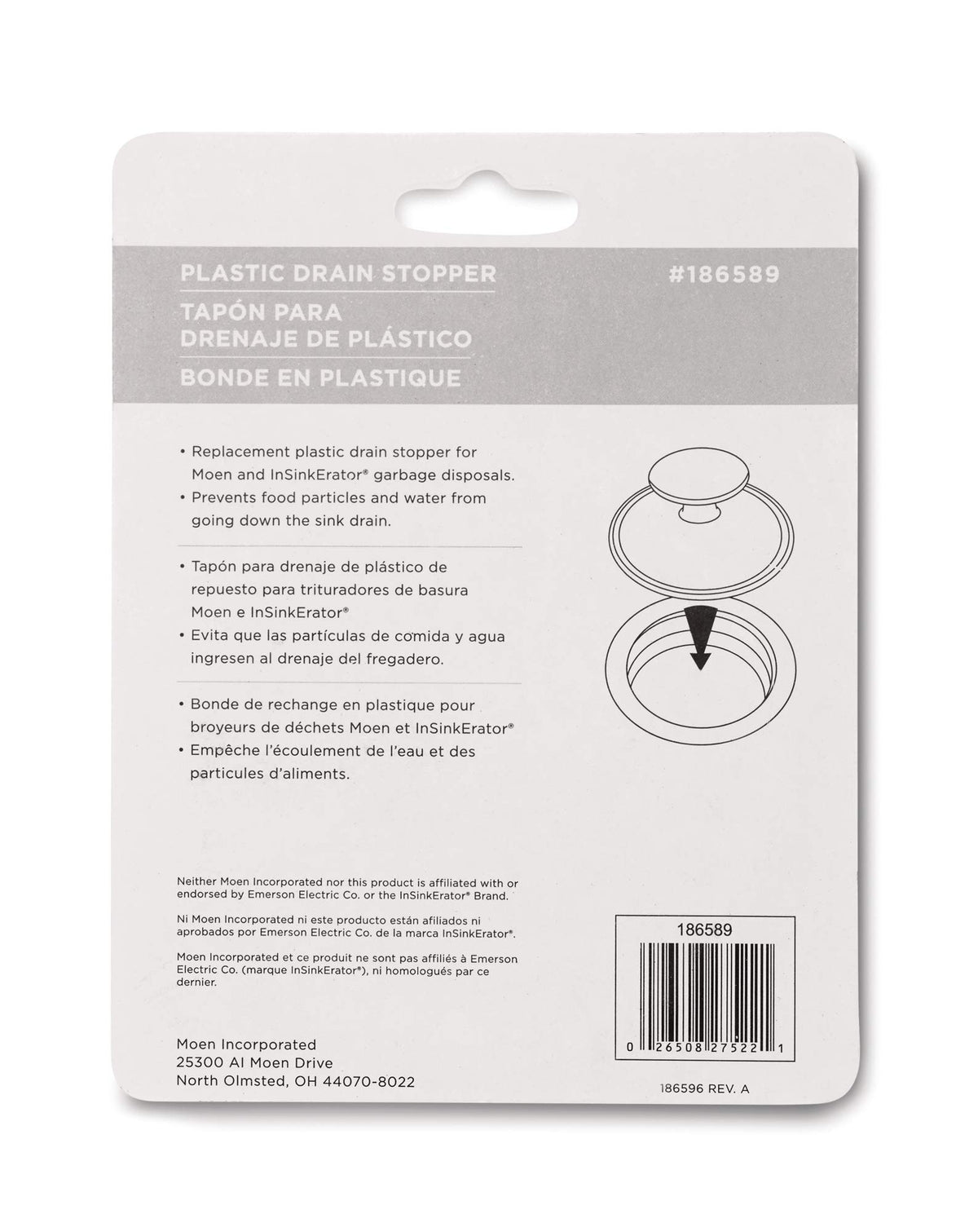 Garbage Disposal Plastic Kitchen Drain Stopper by Waste King – Plastic, N/A or Unfinished, Model 186589