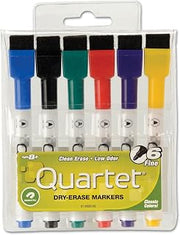 Quartet 51659312 Low-Odor ReWritables Dry Erase Mini-Marker Set, Fine Point, Classic, 6/Set