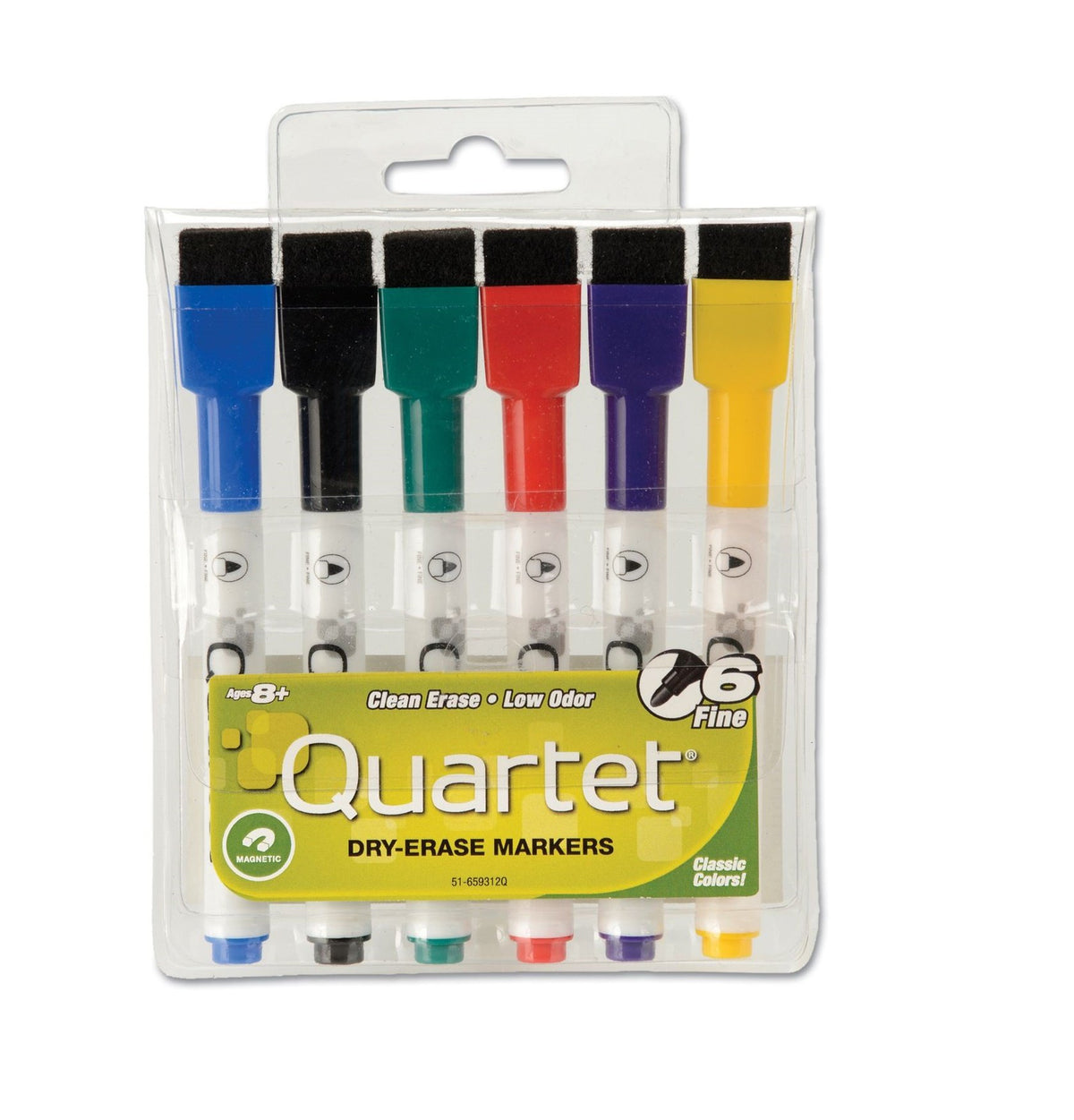Quartet 1 / 6 Count (Pack of 1) / Assorted Dry Erase & Wet Erase Markers
