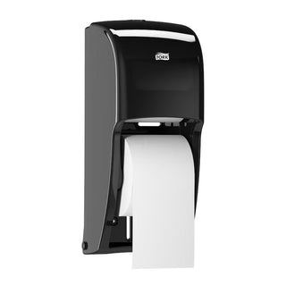 Tork 555628 Plastic Toilet Paper Dispenser, Double Roll, Black - Default Title
