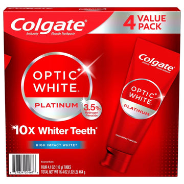 Optic White Platinum Teeth Whitening by Colgate – 4.1 Ounce (Pack Of 4), White, Pack of 4, Model 990343329