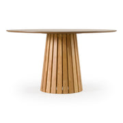 Weiss - Mid-Century Modern Natural Oak Round Dining Table by Limari Home – Rubberwood, Natural, Model LIM-85572