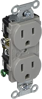 Hubbell CR15GRY Duplex Receptacle, Common Ground, 15 amp, 125V, 5-15 R, Gray (Pack of 10)