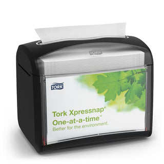 Tork Xpressnap Plastic Napkin Dispenser, 250 Napkins, 4/Case - Black