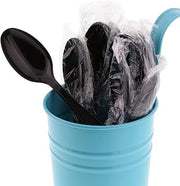 AmerCareRoyal Heavy Weight Individually Wrapped Disposable Polystyrene Plastic Teaspoons for Restaurants and Catering, Black, Pack of 1000