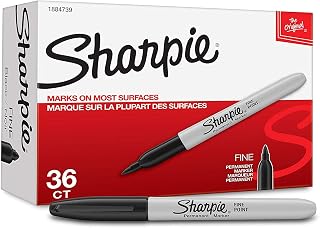 Sharpie 1884739 Permanent Markers Fine Point Black, 180 Markers