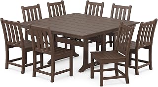 Polywood Traditional Garden 9-Piece Farmhouse Dining Set (Mahogany)