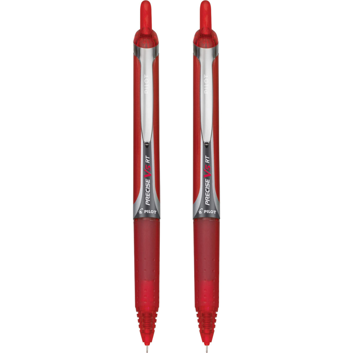 Precise V5 RT Retractable Rollerball Pens by PILOT – 2 Count (Pack of 1), Metal, Red, Model 26082