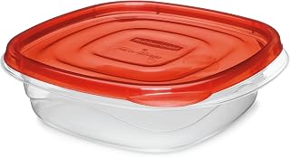 Rubbermaid TakeAlongs Square Food Storage Containers, 2.9 Cup, Tint Chili, 2 Count
