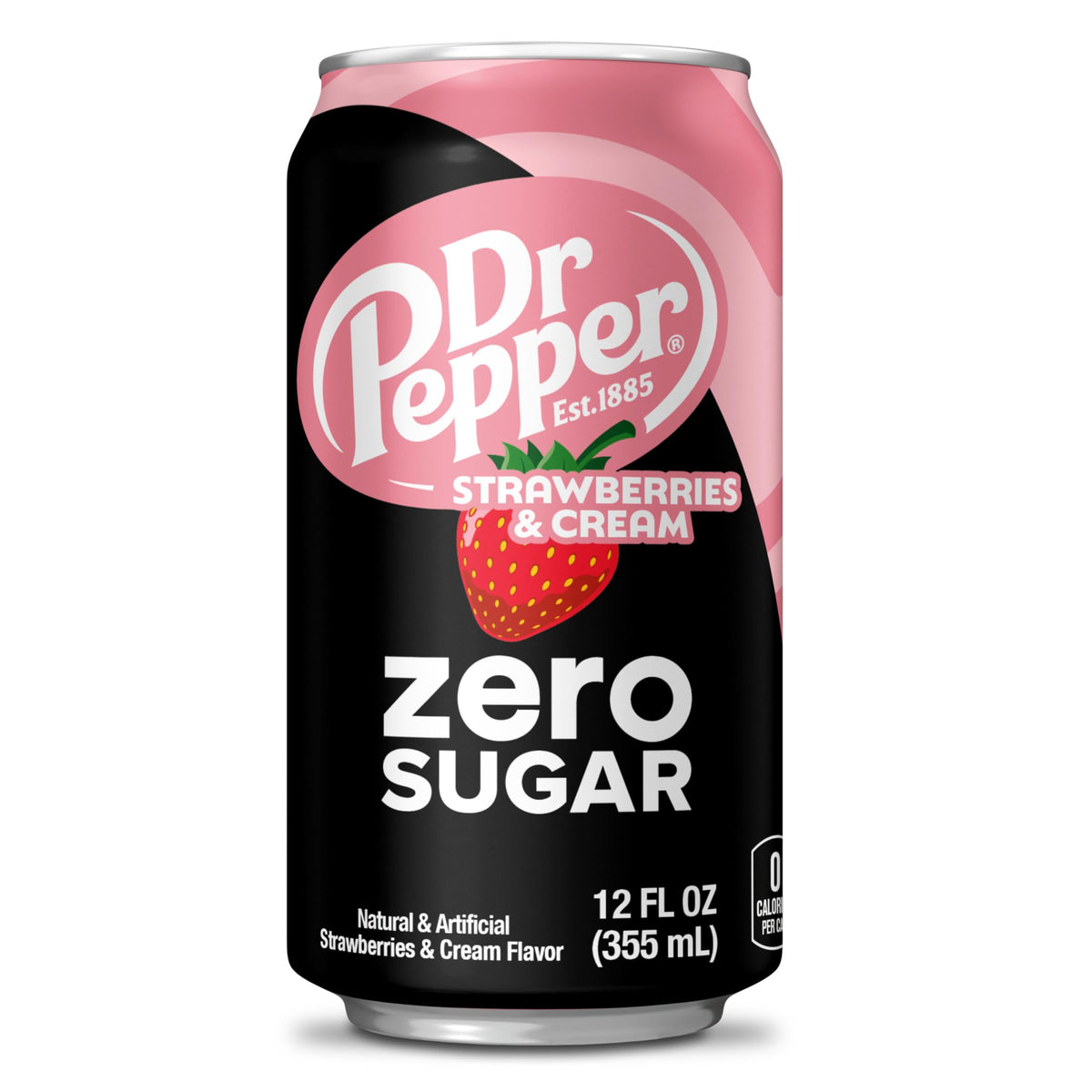 Dr Pepper Zero Sugar Strawberries and Cream / 12 FL Oz (Pack of 12) / 1 Soft Drinks