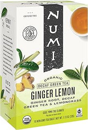 Numi Organic Ginger Lemon Decaf Tea, 96 Green Tea Bags with Ginger Root and Lemongrass